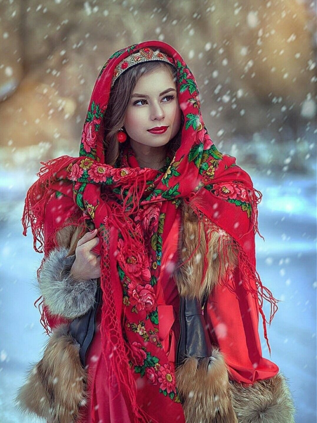 Beautiful girl Women in Slavic costumes in Minsk
