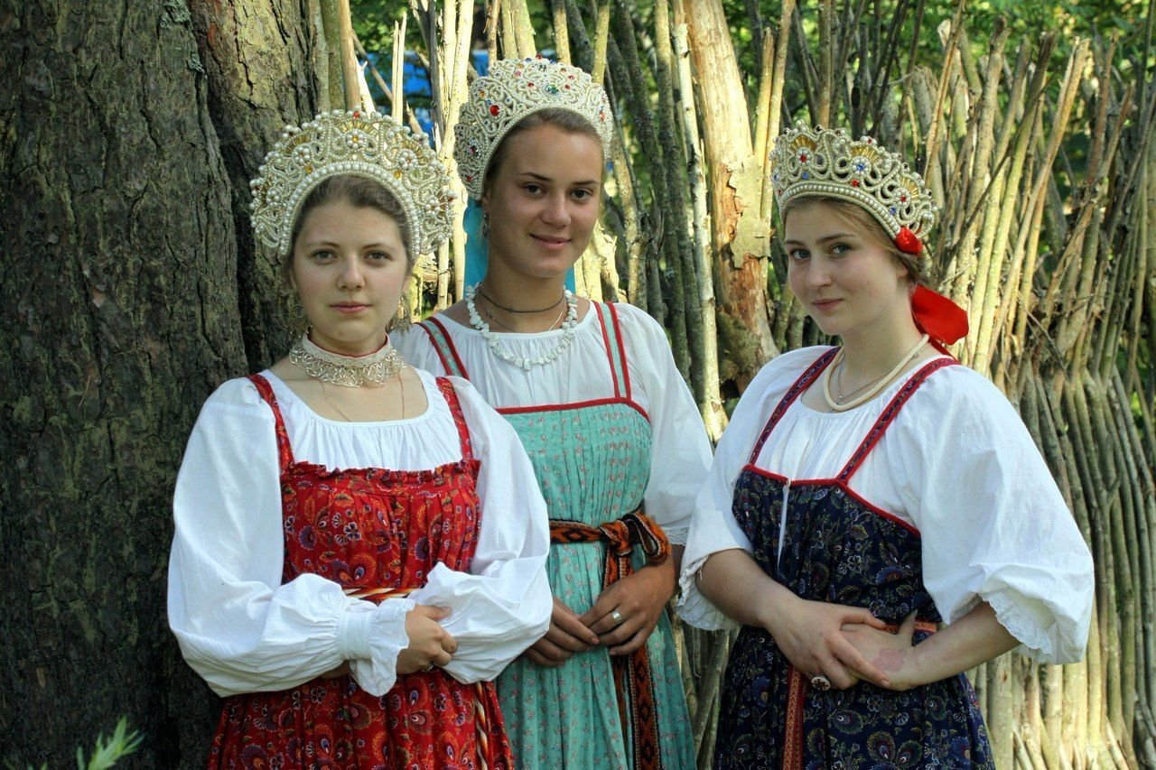 Sexy model Girls in Slavic costumes in Minsk